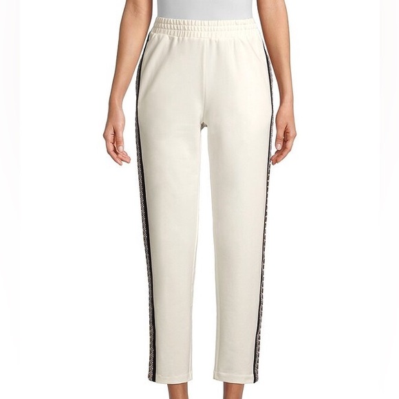 NWT Kobi Halperin Noa Pant, white stretchy pants, glittery side trim, size large - Picture 7 of 7